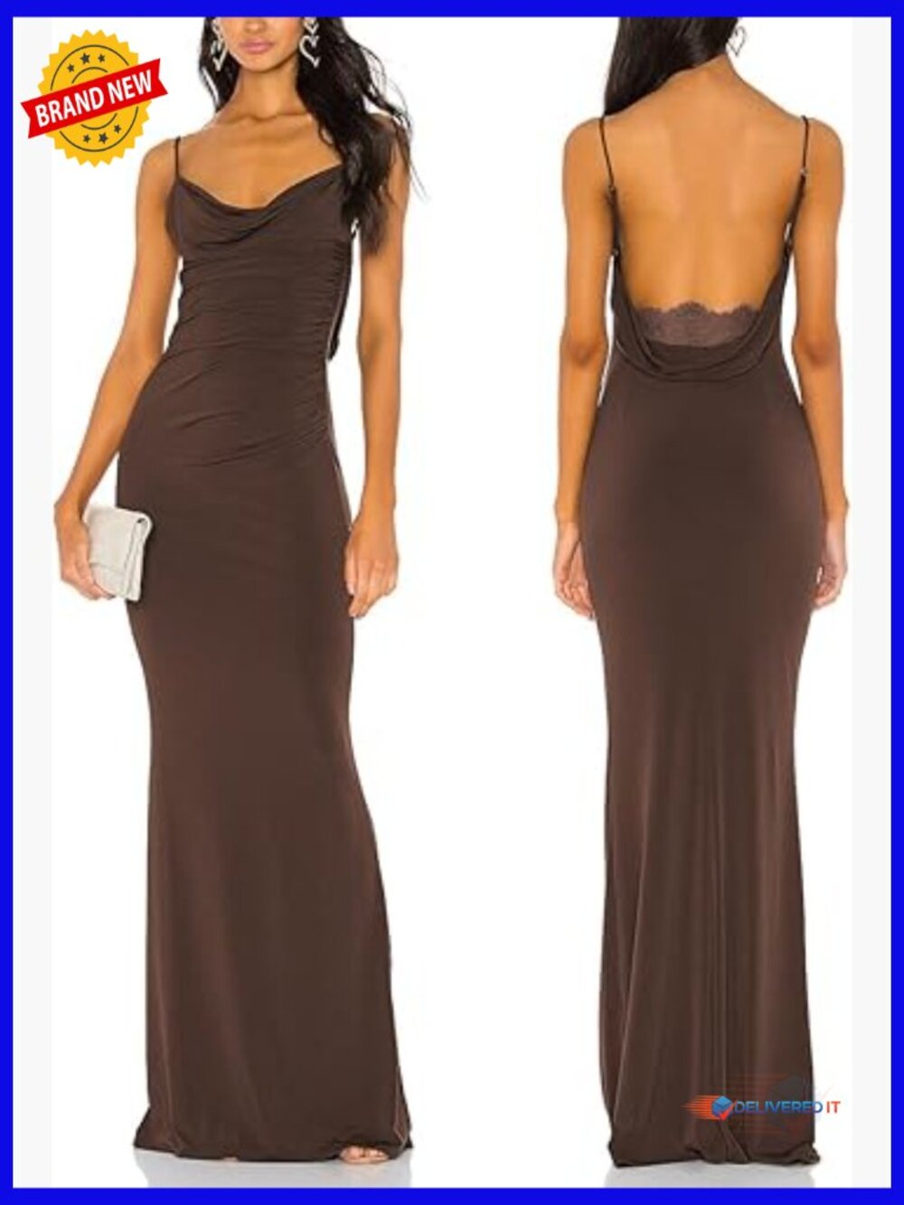 Spaghetti Strap Mermaid Evening Gown Lace Backless Formal Maxi Dress
